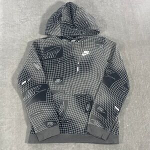 Nike Kids Large Black White Graphic Grid Pullover Hoodie‎